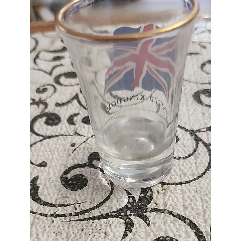 United Kingdom Flag Shot Glass with Gold Rim
